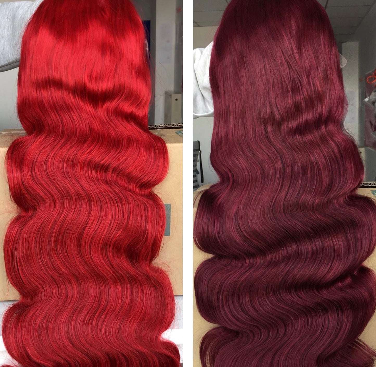 Burgundy/Red Transparent Lace Frontal Wig - ALL TEXTURES