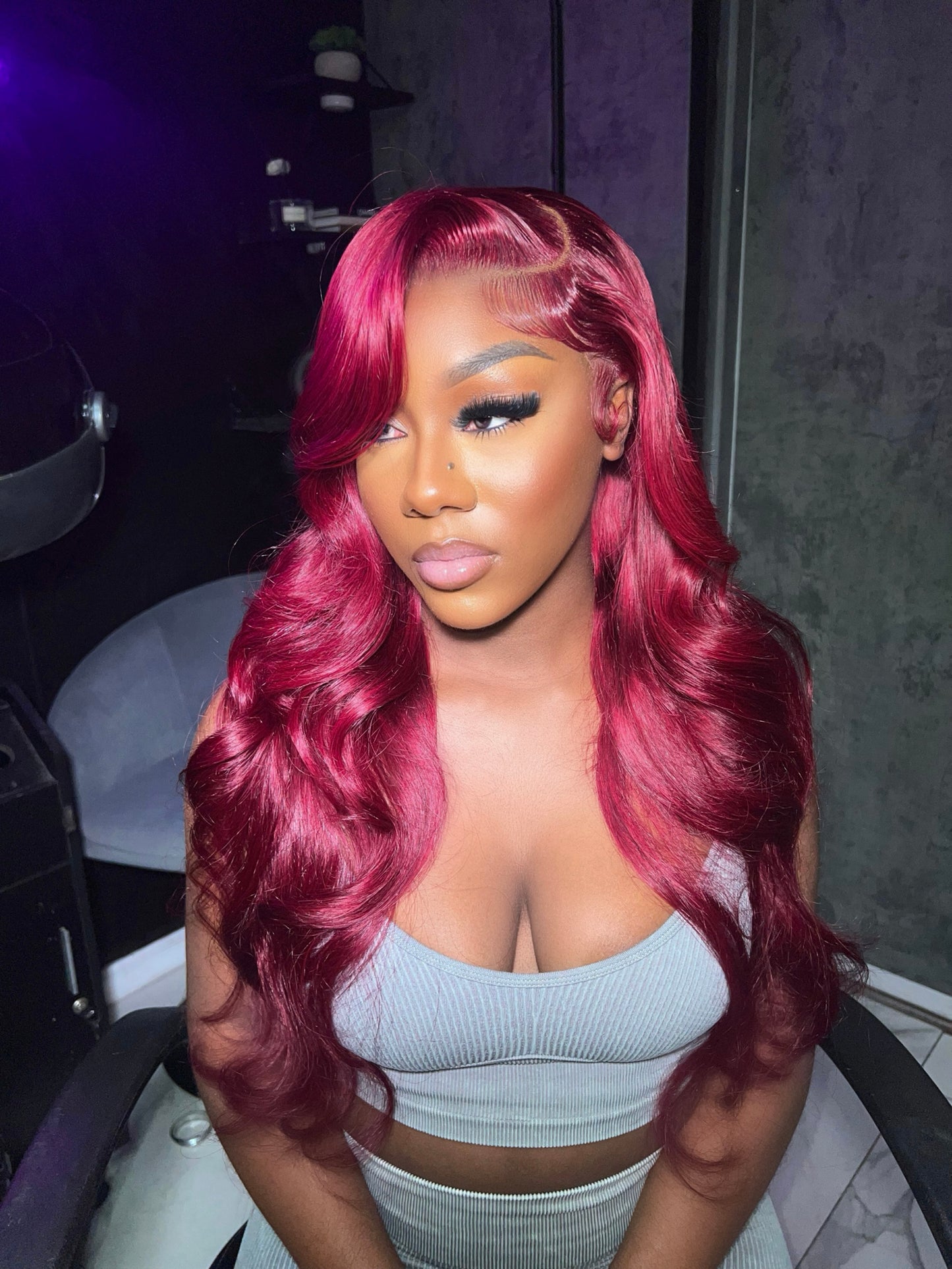 Burgundy/Red Transparent Lace Frontal Wig - ALL TEXTURES