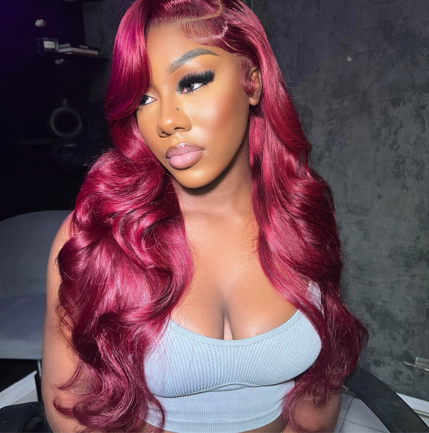 Burgundy/Red Transparent Lace Frontal Wig - ALL TEXTURES