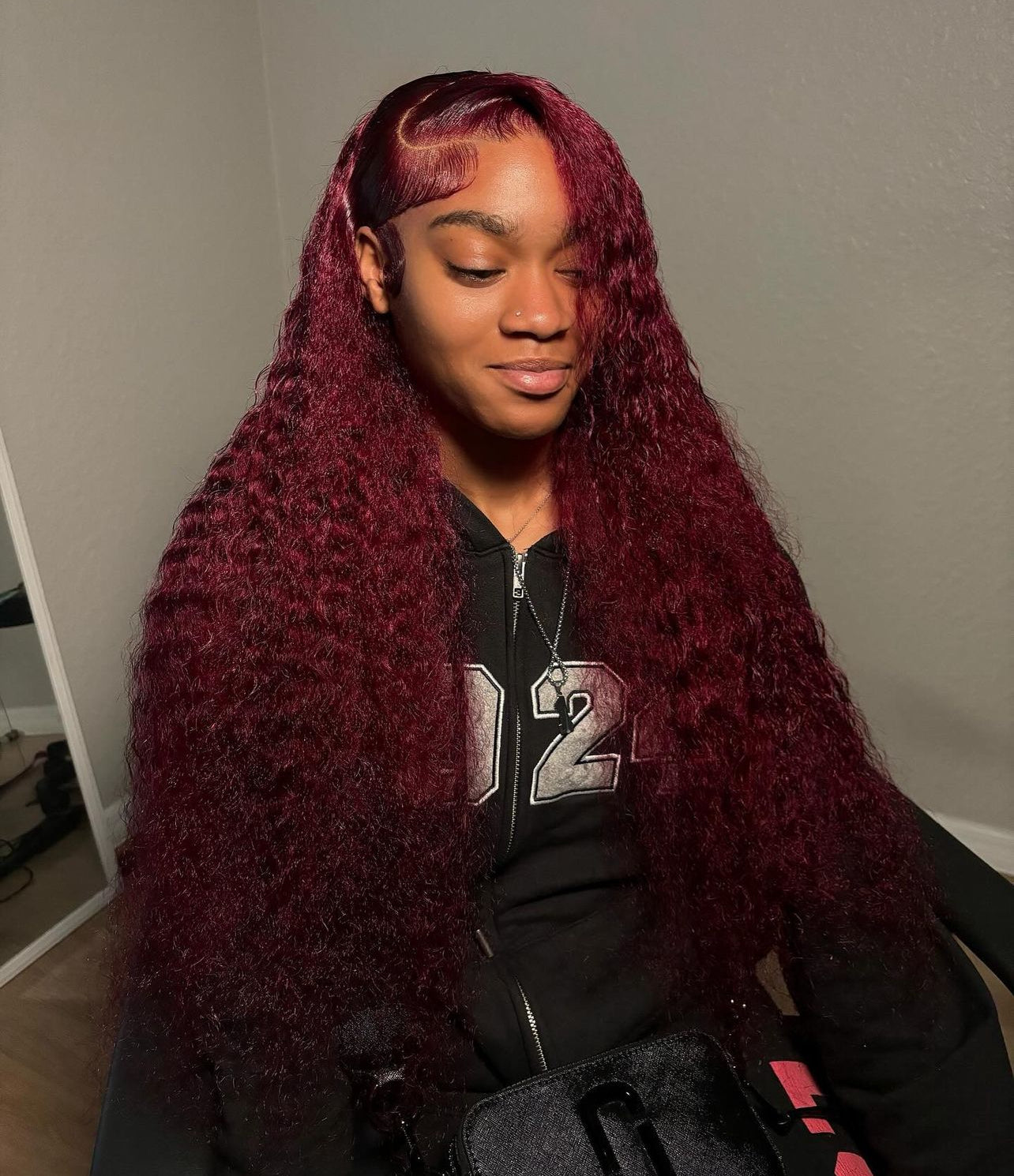 Burgundy/Red Transparent Lace Frontal Wig - ALL TEXTURES